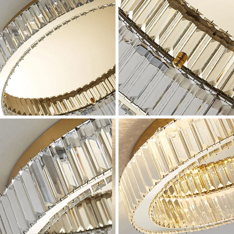 Juliette Moderner Runder Deckenleuchter mit goldenen Kristallen und LED-Beleuchtung