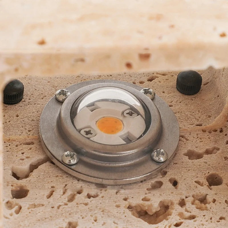 Élise Gelber Travertin-LED-Wandleuchte im japanischen Luxus-Stil