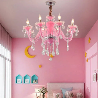 Kunst Kerze Rosa Kristall - Pendelleuchter für Schlafzimmer | Mädchenzimmer Kinderzimmer Wohnzimmer Restaurant