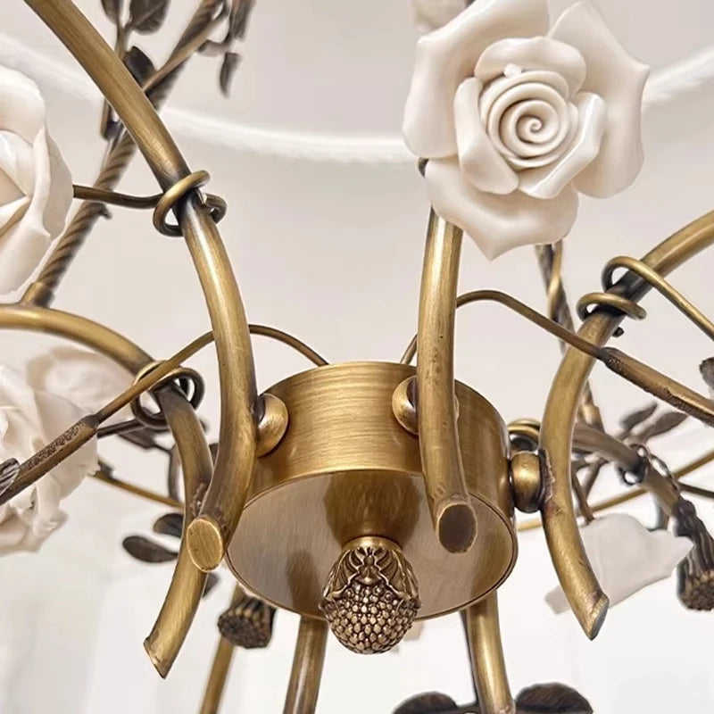 Isabelle Modern Brass Flower Glass Pendant Chandelier Light