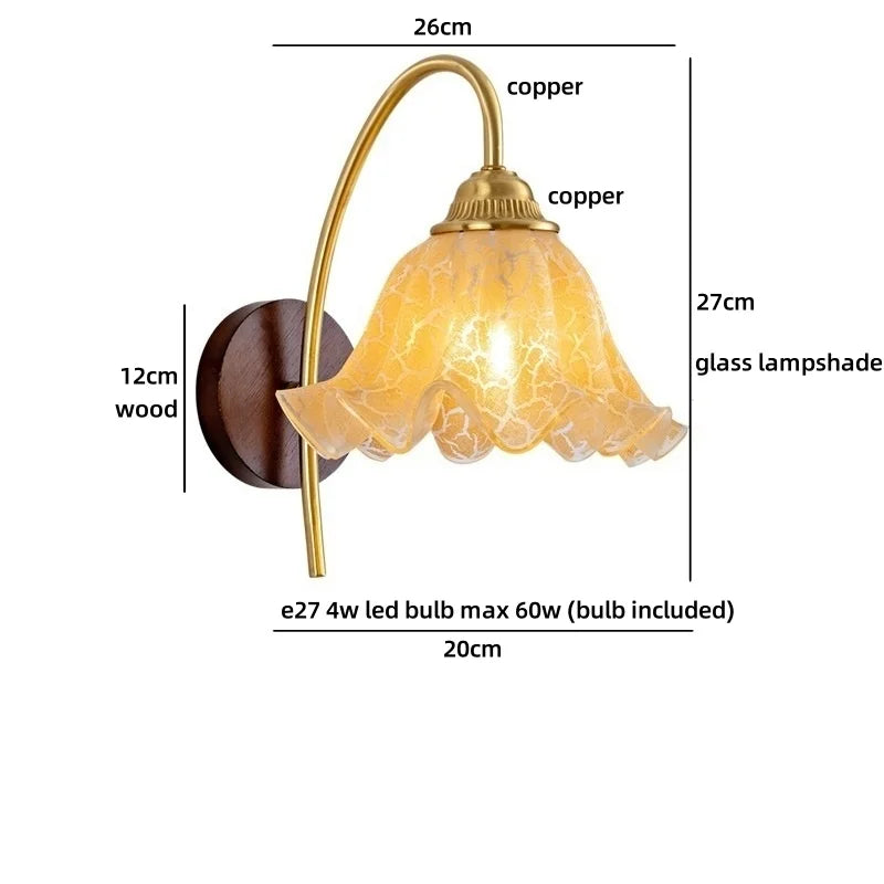 Sakura White Ceramic Walnut Wood LED Wall Lamp Japan Style