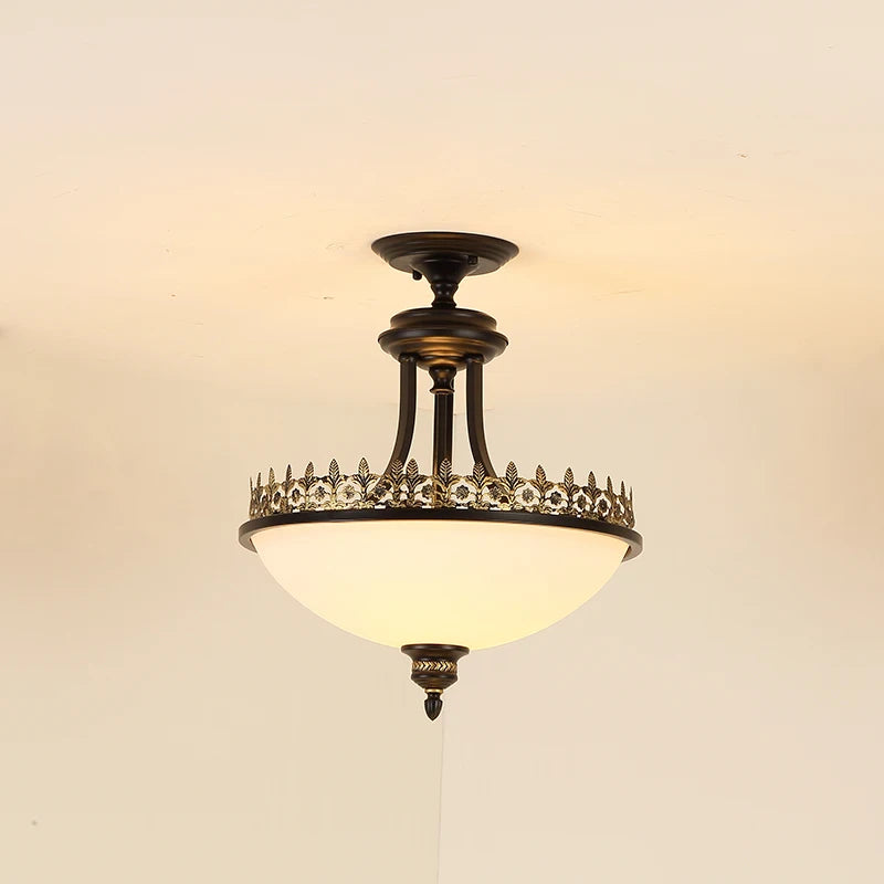 Aurélie Vintage Glass Ceiling Chandelier Black E27 Light