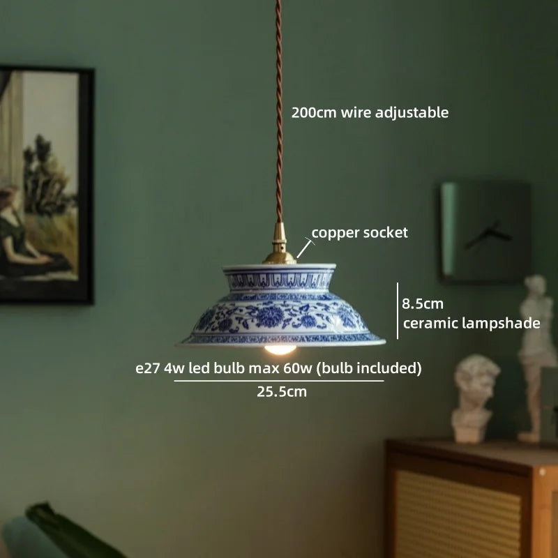 Isabelle Ceramic Pendant Light Japanese Vintage Style