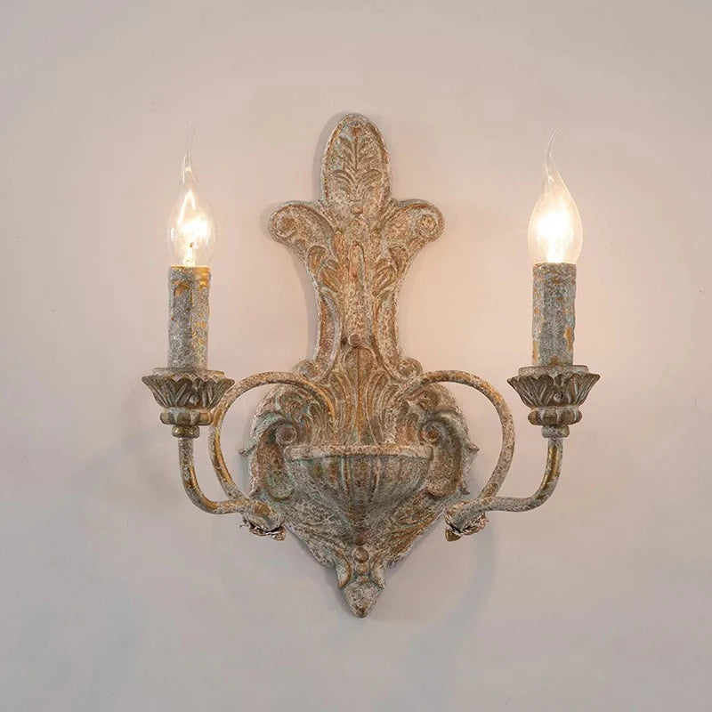 Sophie French Antique Dual Head Iron Wall Lamp E14 Retro Wandleuchte