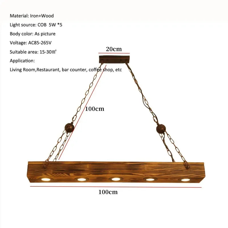 Élodie Industrial Wood Beam Pendant Light