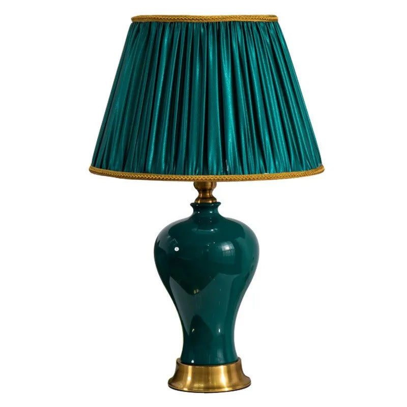 Adeline Retro Keramik-Stofftischlampe