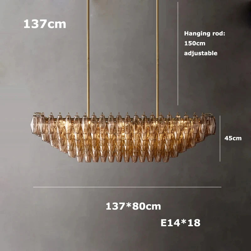 Retro Champagner Pendelleuchte für große Wohnzimmerbeleuchtung