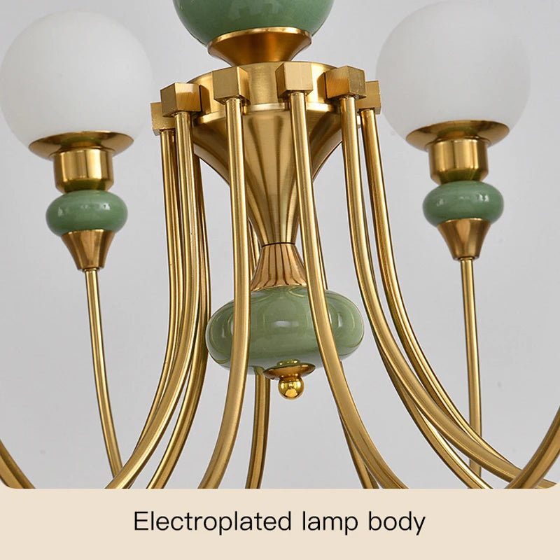 Minimalistische Retro-Gold-Keramik-Pendelleuchte mit LED-Leuchten für Schlafzimmer und Loft