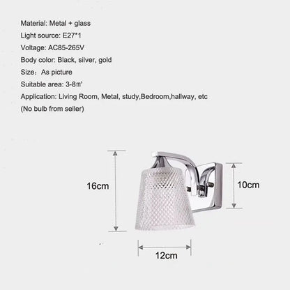 Élise Moderne Glaswandleuchte E27 Schalter Nachttisch LED Wandlampe