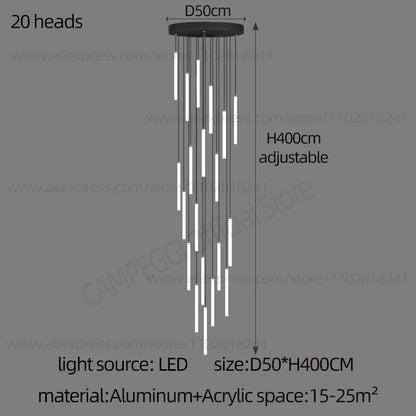 Colette Minimalist Nordic LED Staircase Chandelier