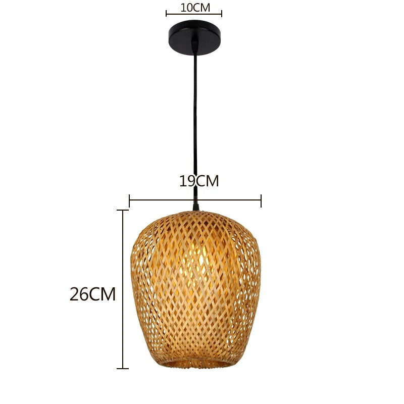 Élise Bambus handgestrickte Pendelleuchte E27 Japanischer Stil Lampe