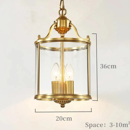 American Country Bronze and Glass Pendant Lamp for Living and Dining Rooms