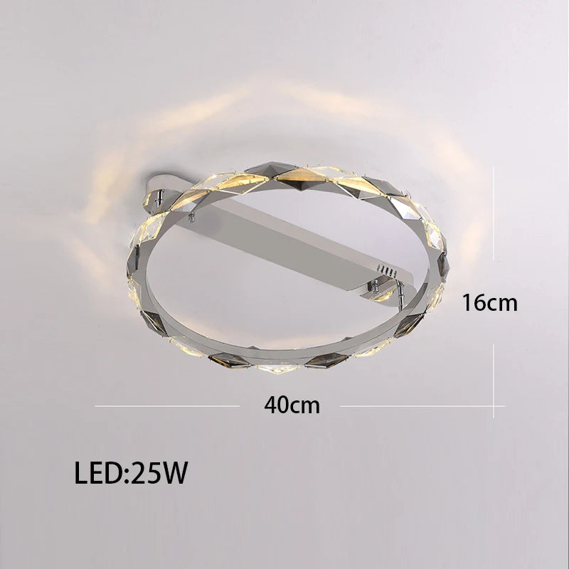 Élodie 2025 Moderner Ring Kristall LED Dimmbare Deckenleuchte Silber Dekor Lampe