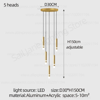 Aurélie Modern Gold LED Staircase Chandelier Light