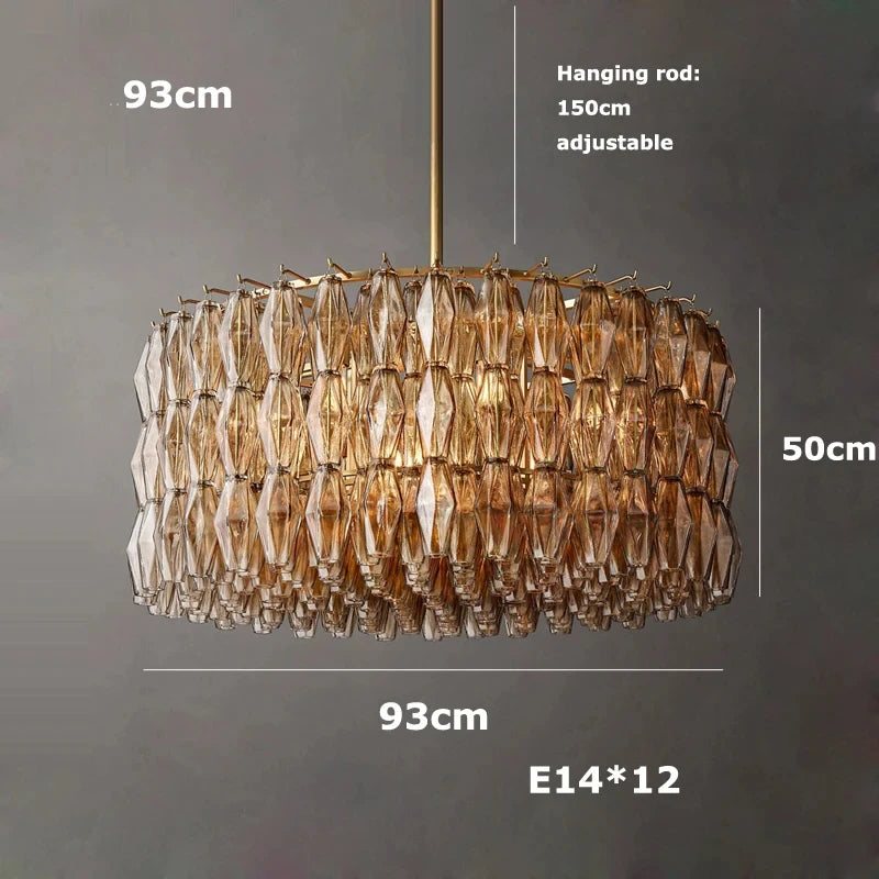 Retro Champagner Pendelleuchte für große Wohnzimmerbeleuchtung