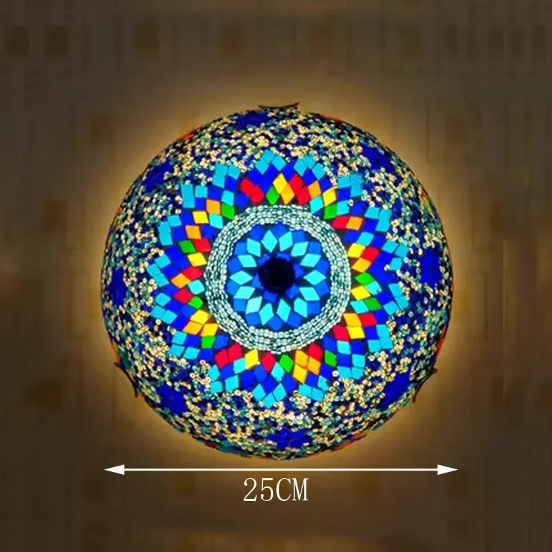 Madeleine Tiffany Stained Glass Ceiling Lamp Blue LED