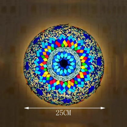 Madeleine Tiffany Stained Glass Ceiling Lamp Blue LED