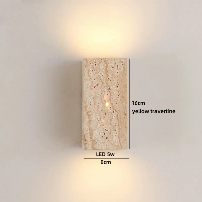 Élise Gelber Travertin-LED-Wandleuchte im japanischen Luxus-Stil