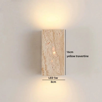 Élise Gelber Travertin-LED-Wandleuchte im japanischen Luxus-Stil