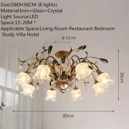 Französische Retro-Kristall-Pendelleuchte für Wohnzimmer und Restaurant