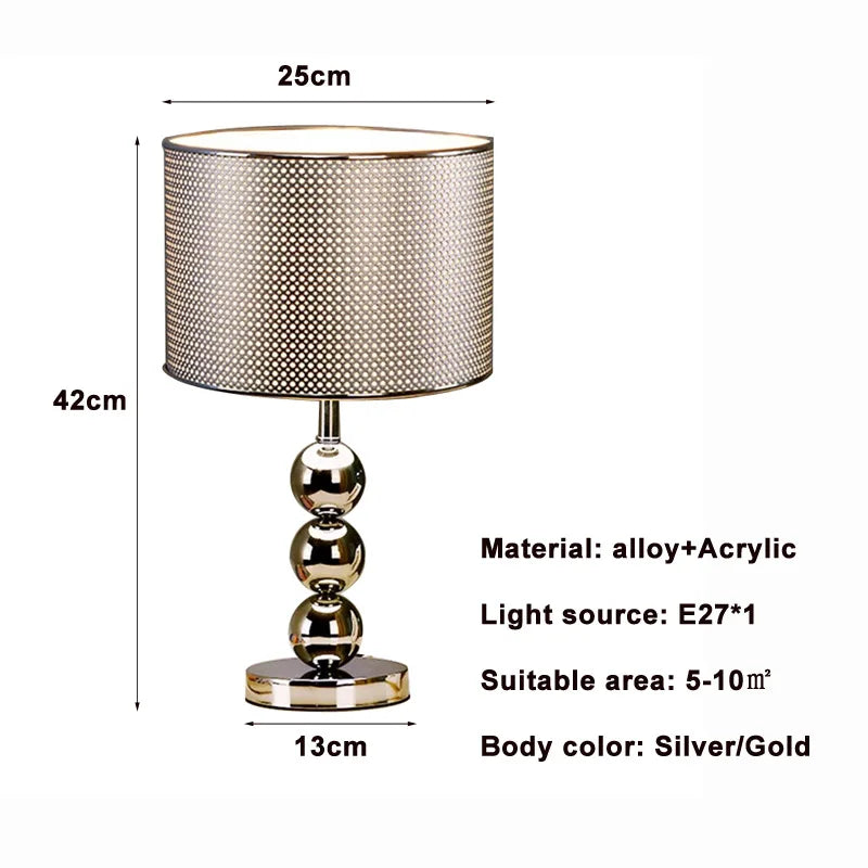 Élise Modern Fashion Alloy Acrylic Bedside Table Lamp E27 Desk Light
