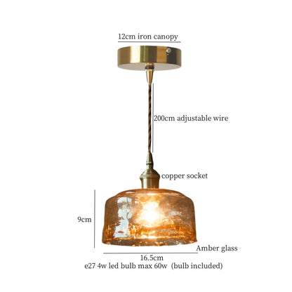 Élise Vintage Cracked Glass Copper LED Pendant Lamp Loft Style