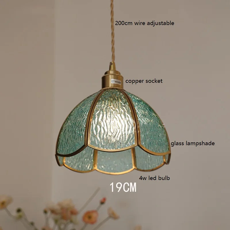Camille Copper Glass Pendant Light Vintage Style
