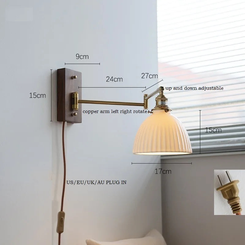 Colette Wood & Copper Adjustable Wall Light