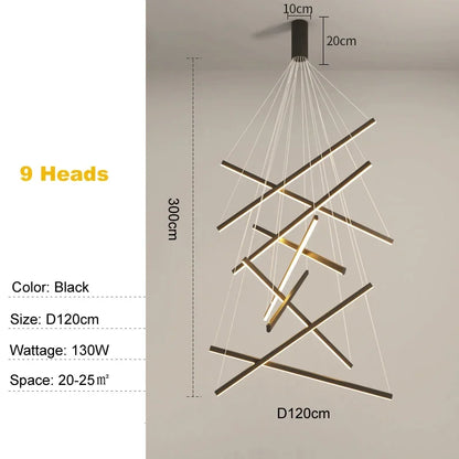 Élise Modern LED Stair Long Ceiling Chandelier
