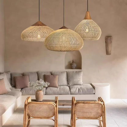 Sophie Wabi Sabi Rattan Pendelleuchte E27 Boho Esszimmerleuchte