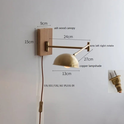 Colette Wood & Copper Adjustable Wall Light