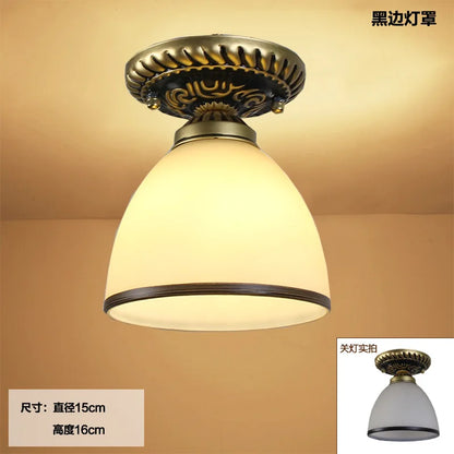 Camille Retro Glass Ceiling Light Ivory E27 Hallway Lamp