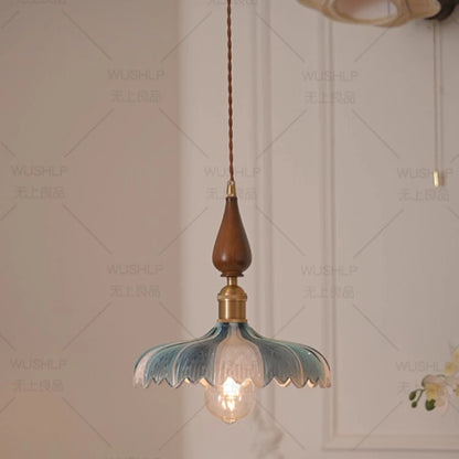 Elise Retro Glass Petal Bedside Pendant Light Chandelier