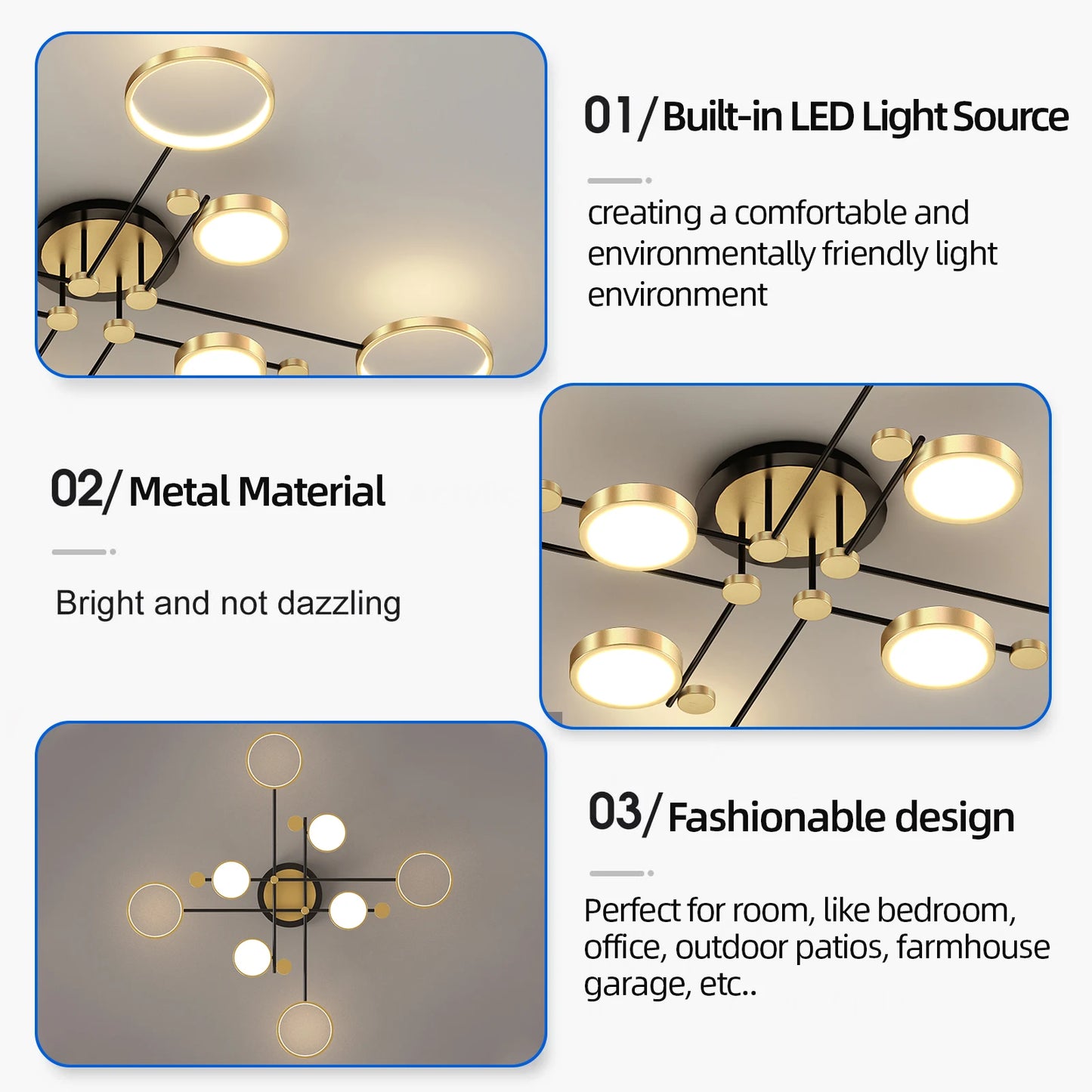 Auriane Nordic Gold Schwarz LED Deckenpendelleuchte