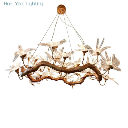 Aviora Kupfer Vogel Kronleuchter – Luxuriöse Treppenhaus- & Boutique-Lampe
