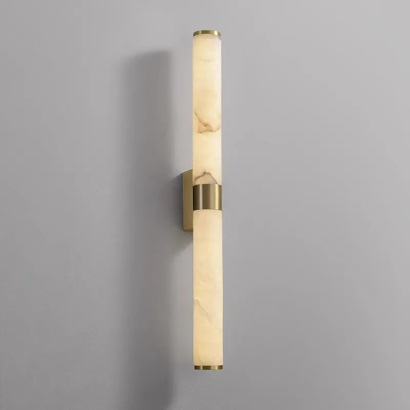 Camille Wandleuchte aus spanischem Marmor, Gold und Kupfer mit zylindrischem Schirm