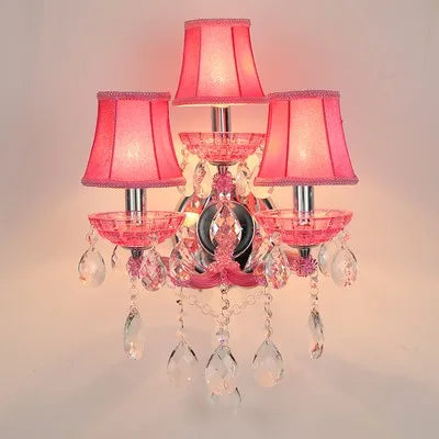 Europäische Kinderzimmer Schlafzimmer Wandlampen Prinzessin Warme Rosa Kristall Leuchte Wohnzimmer Hintergrund Wand LED-Leuchten Lampen