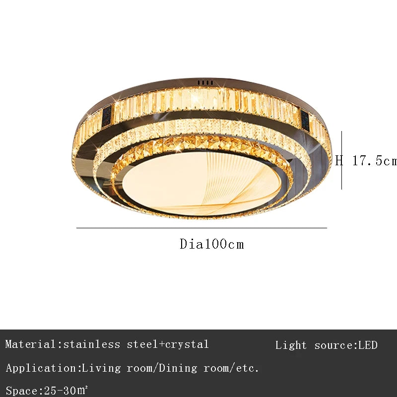 Celestia Gold Kristall Deckenleuchte mit bündigem LED