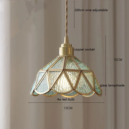 Camille Copper Glass Pendant Light Vintage Style