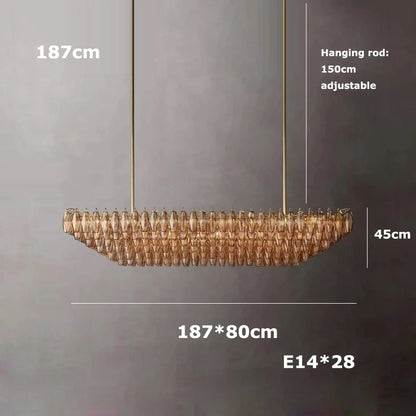 Retro Champagner Pendelleuchte für große Wohnzimmerbeleuchtung