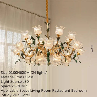 Évelyne Floral Glass Chandelier for Luxury Dining & Lobby Spaces
