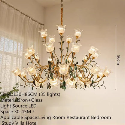 Évelyne Floral Glass Chandelier for Luxury Dining & Lobby Spaces