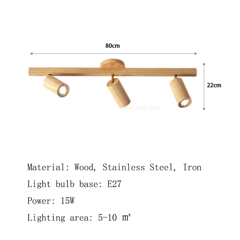 Camille Wooden LED E27 Surface Spotlight Ceiling Lamp