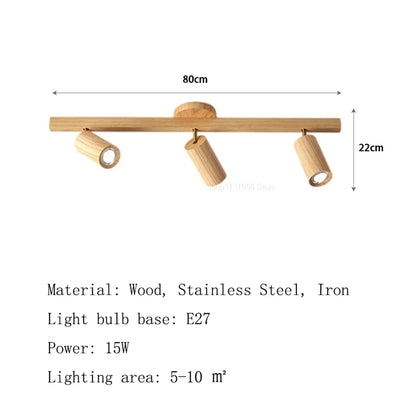 Camille Wooden LED E27 Surface Spotlight Ceiling Lamp