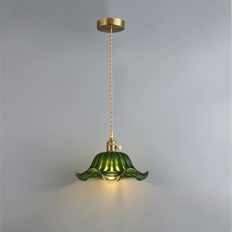 Valérie Vintage Art Deco Pendelleuchte aus Buntglas