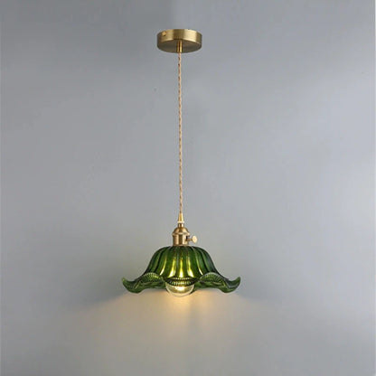 Valérie Vintage Art Deco Pendelleuchte aus Buntglas