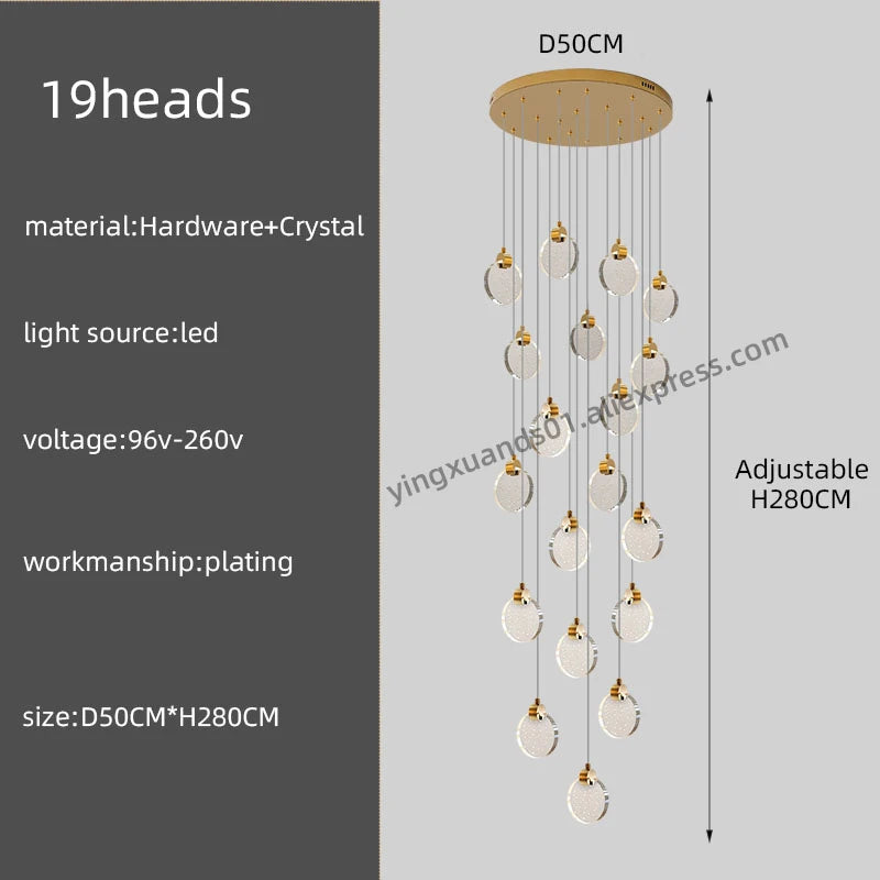 Anastasia Crystal Staircase Pendant Chandelier for Luxury Loft Spaces