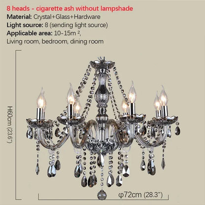 ELARA Europäische Luxus Kristall Pendelleuchte Rauchgrau Wohnzimmer Restaurant Schlafzimmer Villa Hotel Western Restaurant Kronleuchter