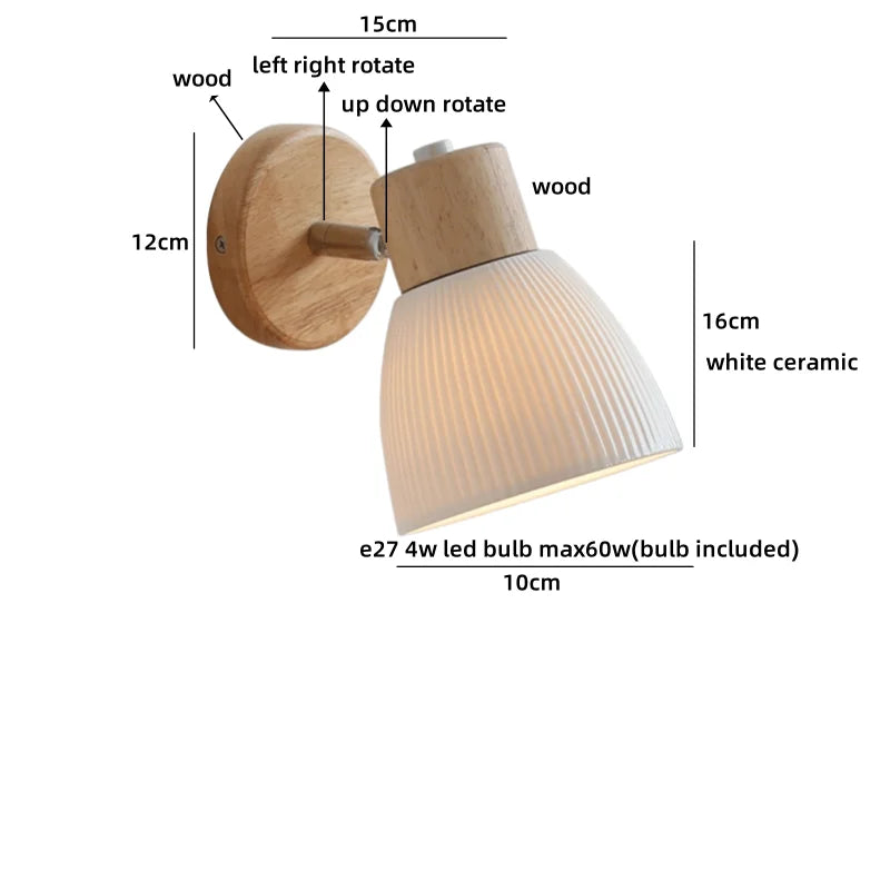 Lucienne Bernsteinglas Holz Wandleuchte