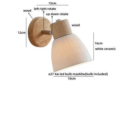 Lucienne Bernsteinglas Holz Wandleuchte
